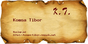 Komsa Tibor névjegykártya